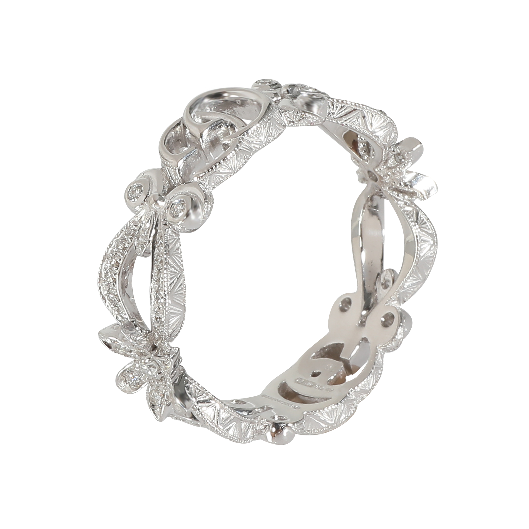 Gucci White Gold Diamond Flora GG Ring