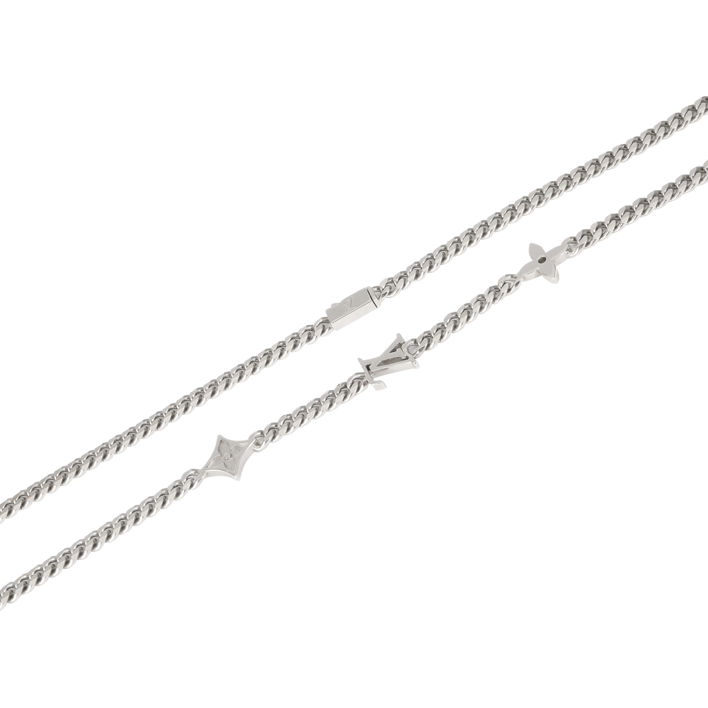 Louis Vuitton Silver Tone Louis Vuitton Monogram Row Necklace