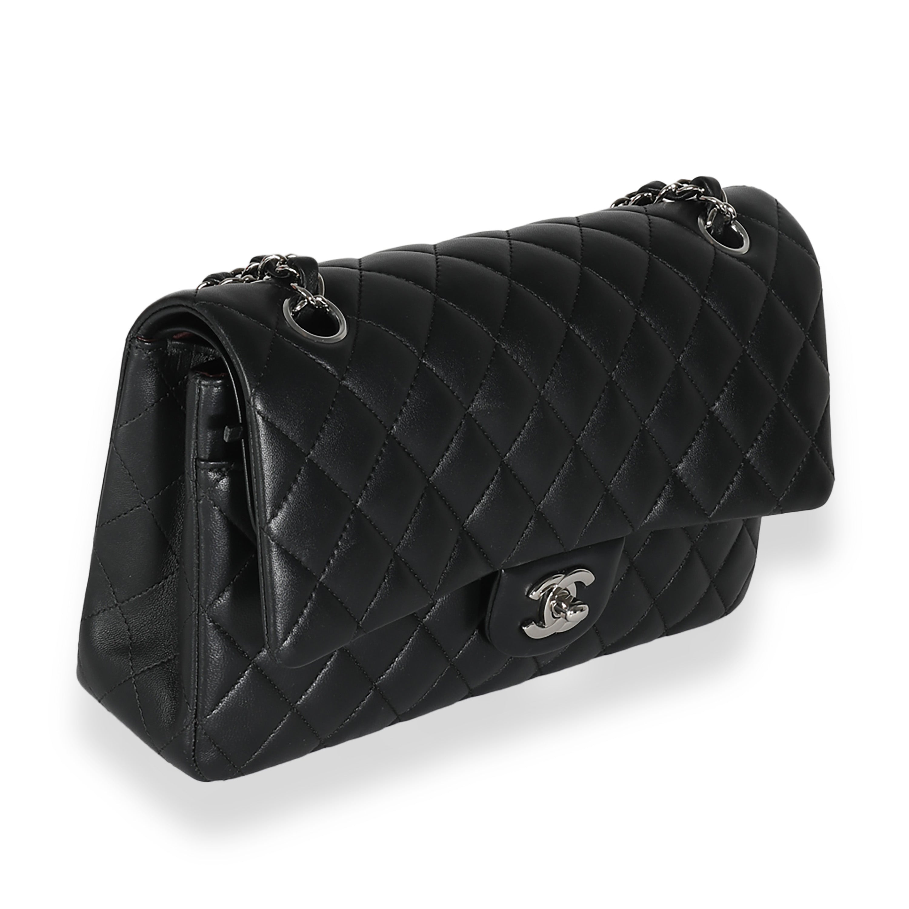 Chanel Black Quilted Lambskin Medium Classic Double Flap Bag
