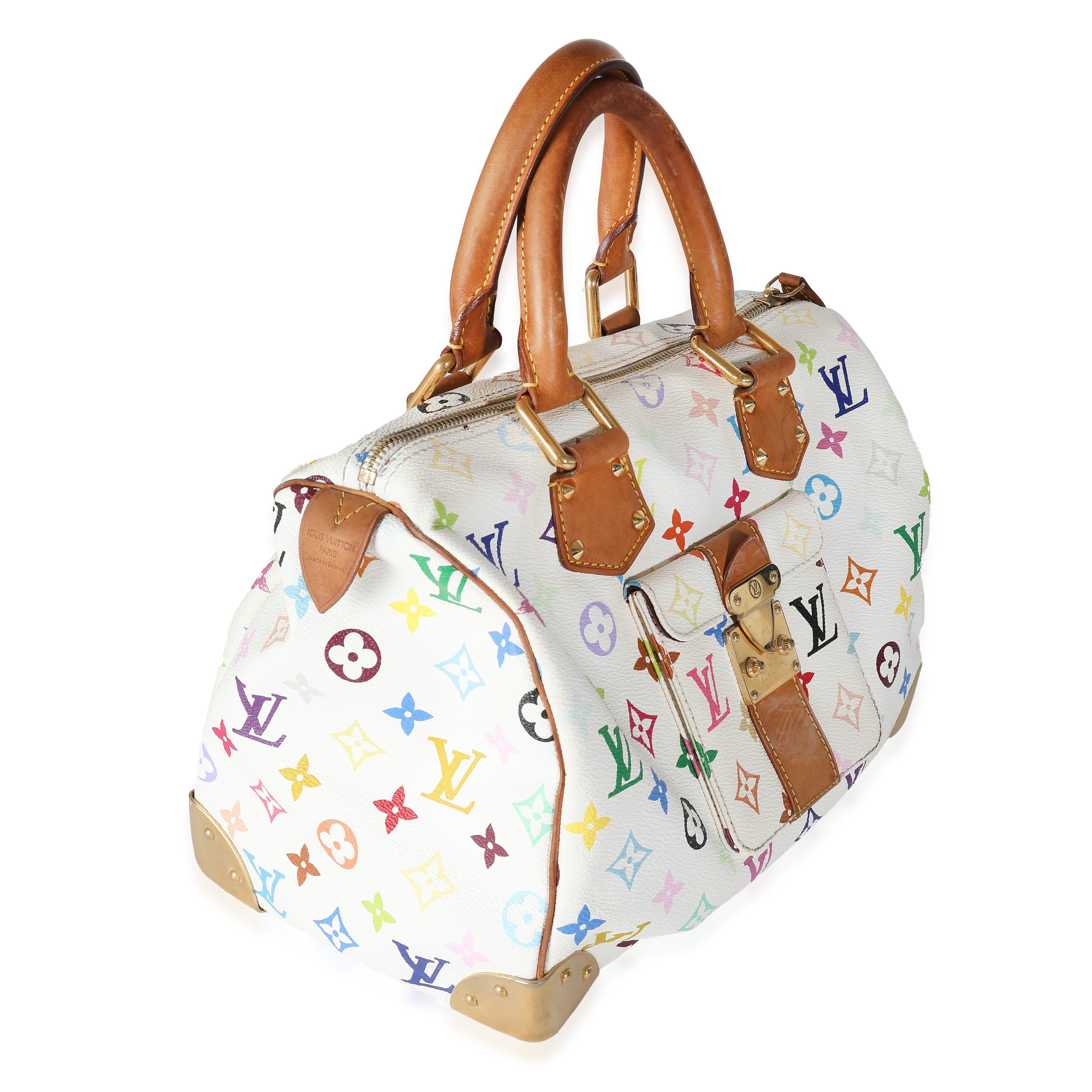 Louis Vuitton White Multicolor Monogram Canvas Speedy 30