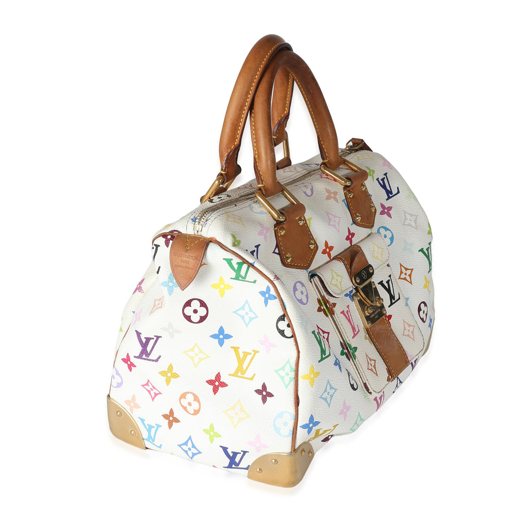 Louis Vuitton White Multicolor Monogram Canvas Speedy 30