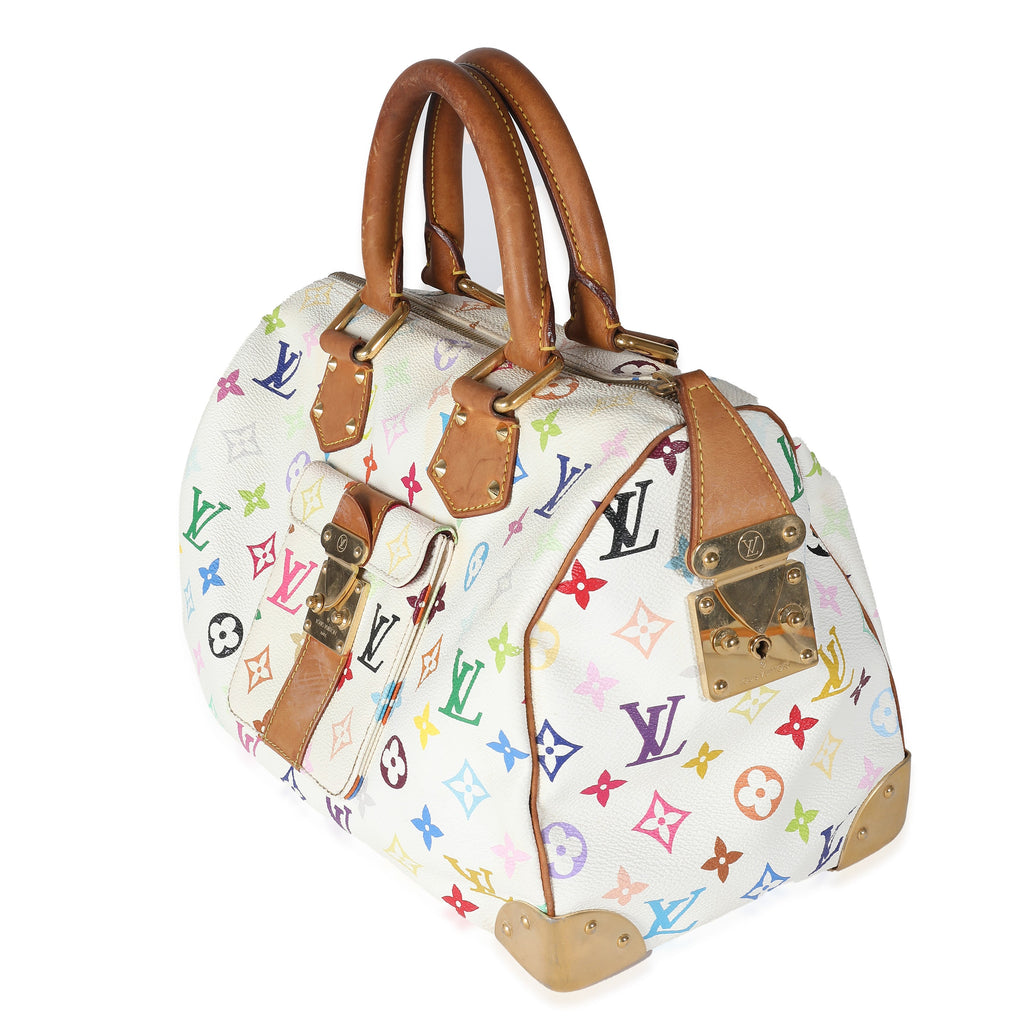 Louis Vuitton White Multicolor Monogram Canvas Speedy 30