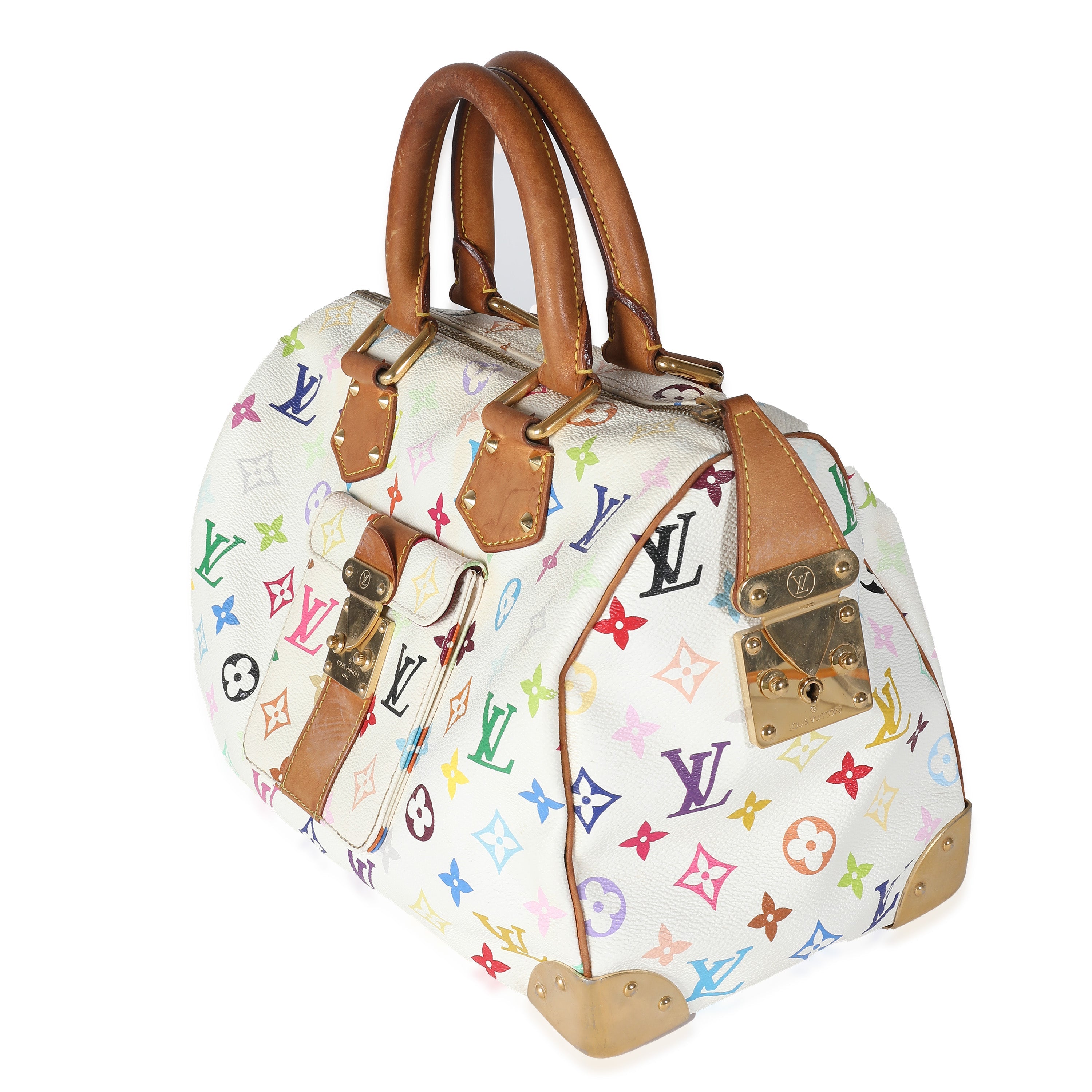 Louis Vuitton White Multicolor Monogram Canvas Speedy 30
