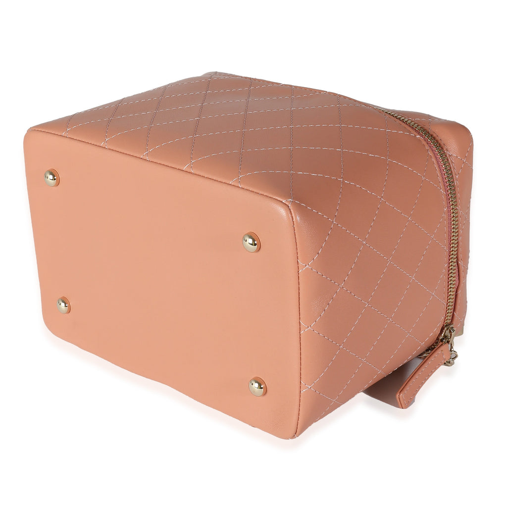 Chanel Pink Quilted Lambskin Knock On Wood Vanity Case