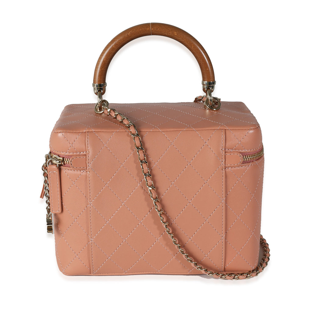 Chanel Pink Quilted Lambskin Knock On Wood Vanity Case