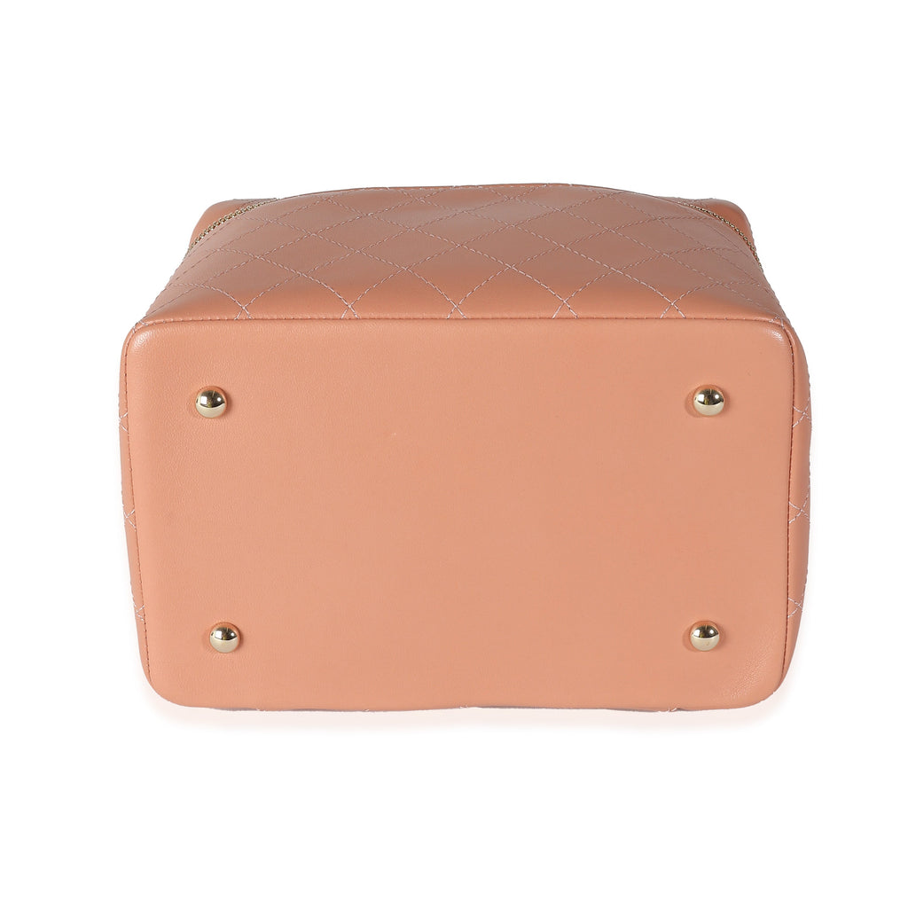 Chanel Pink Quilted Lambskin Knock On Wood Vanity Case