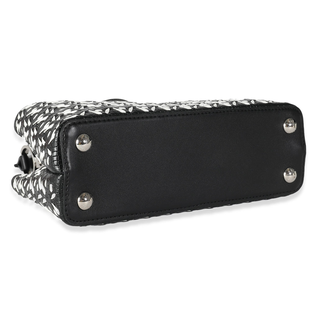 Louis Vuitton Black White Woven Calfskin Tressage Capucines BB