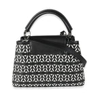Louis Vuitton Black White Woven Calfskin Tressage Capucines BB