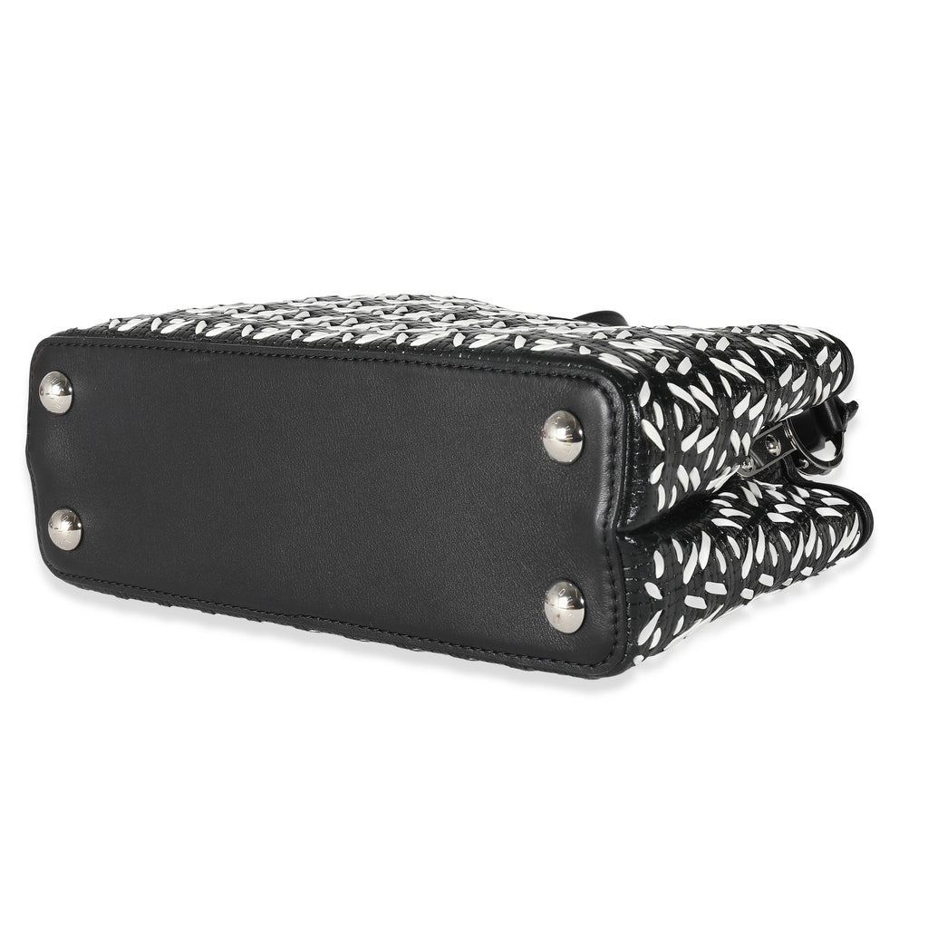 Louis Vuitton Black White Woven Calfskin Tressage Capucines BB
