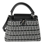 Louis Vuitton Black White Woven Calfskin Tressage Capucines BB