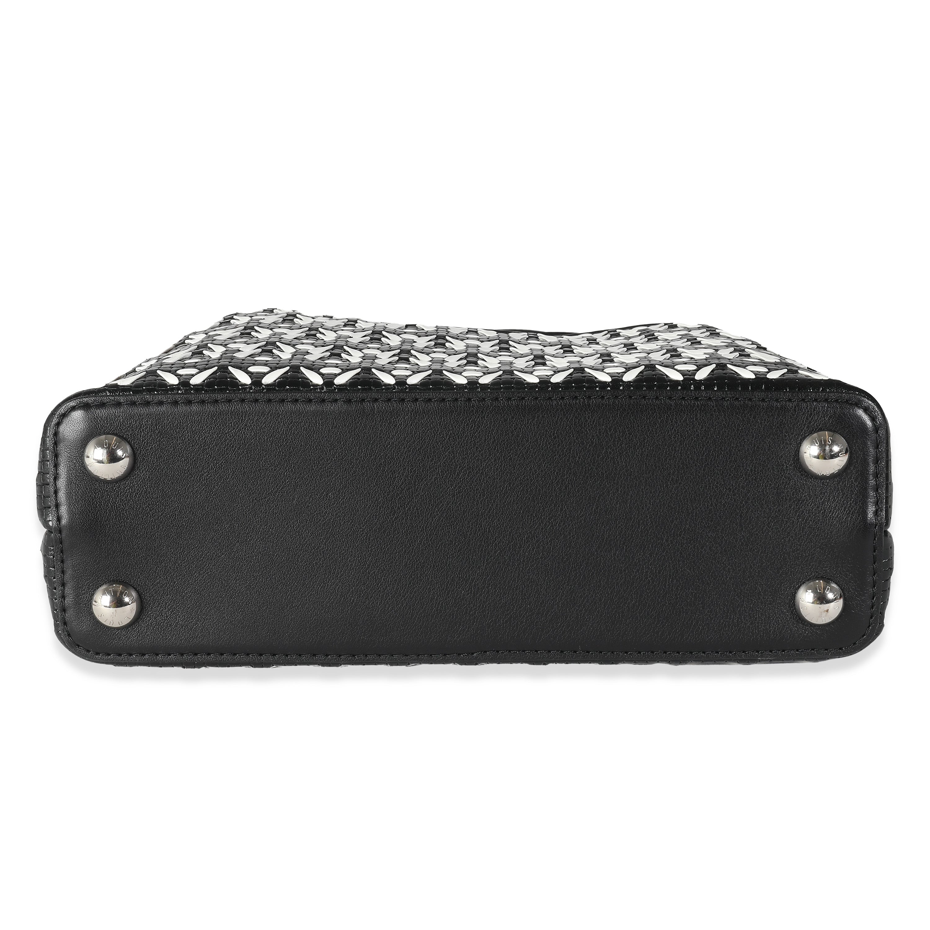 Louis Vuitton Black White Woven Calfskin Tressage Capucines BB