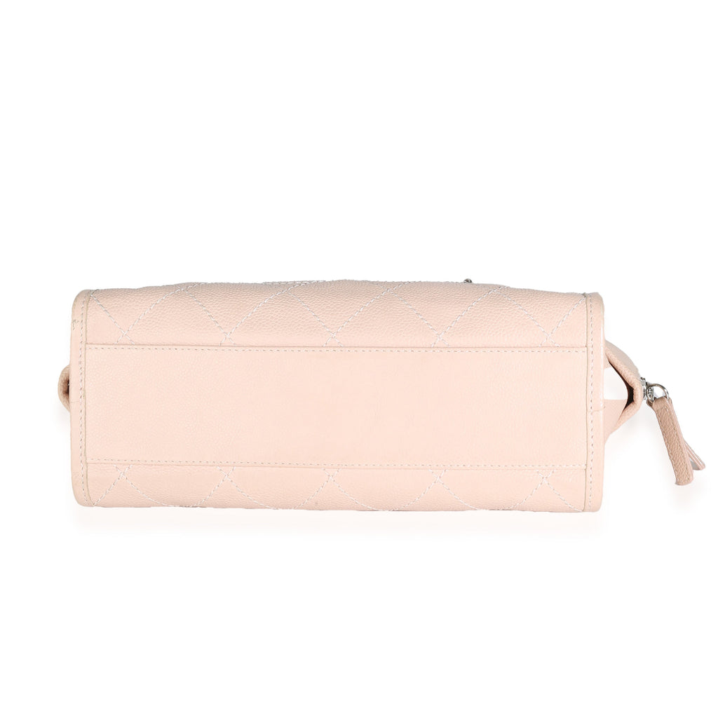 Chanel Pink Quilted Caviar Small Deauville Bowling Handbag