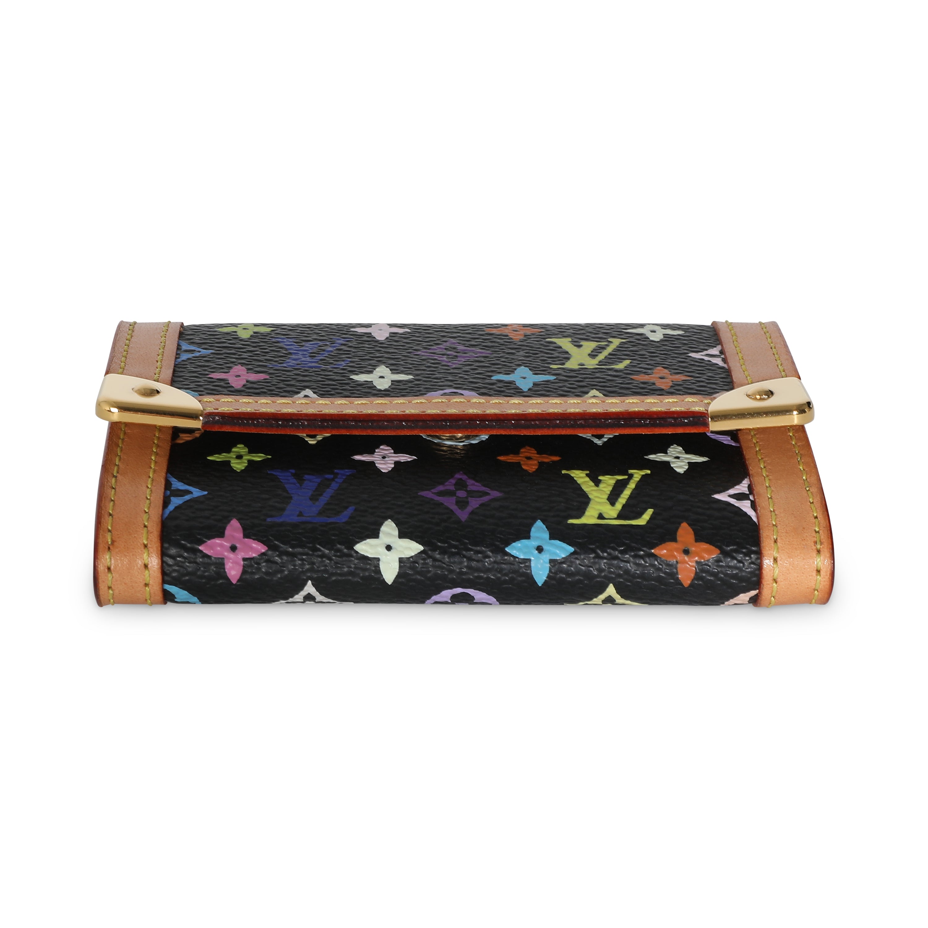 Louis Vuitton Black Multicolor Canvas Porte Monnaie Plat Coin Purse