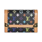 Louis Vuitton Black Multicolor Canvas Porte Monnaie Plat Coin Purse