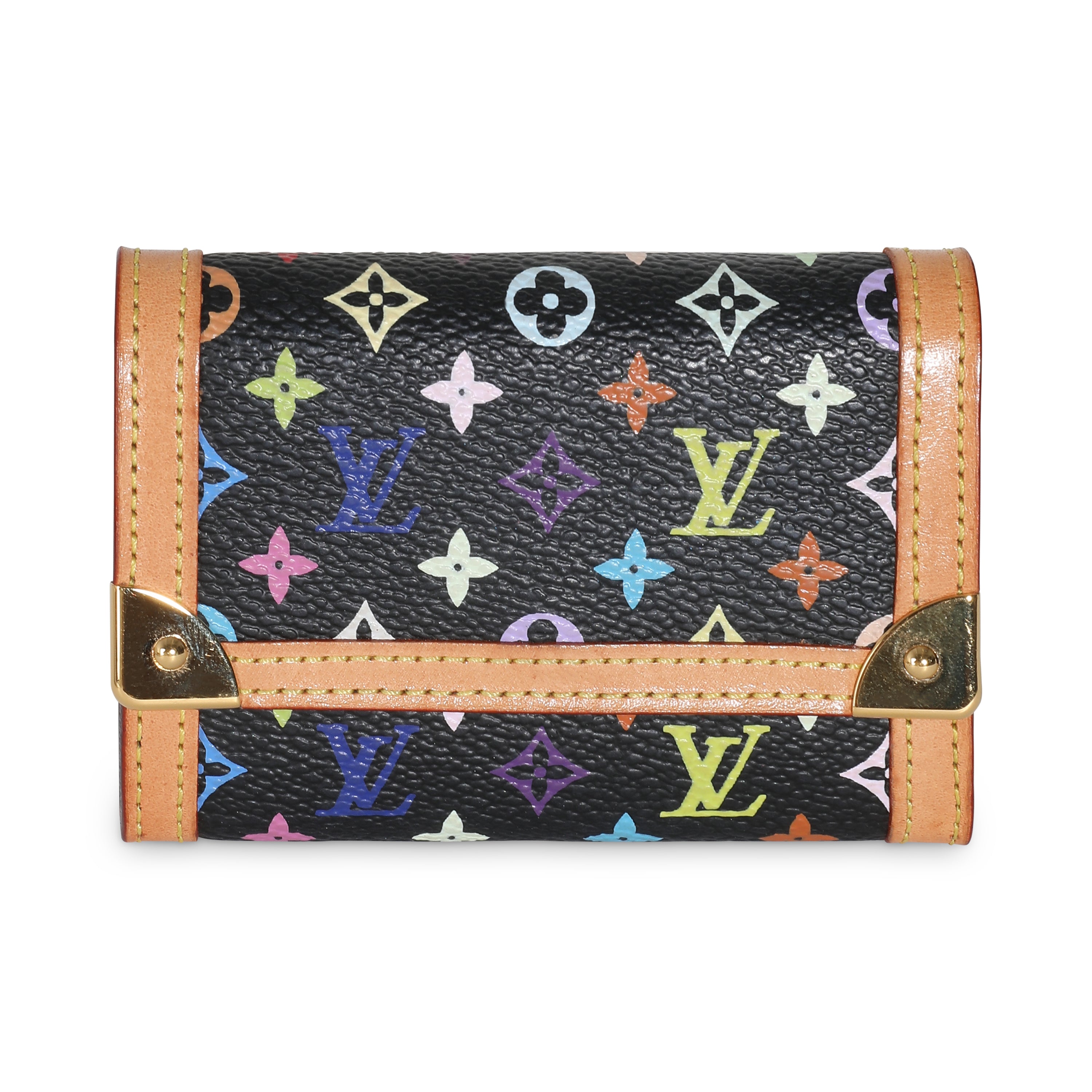 Louis Vuitton Black Multicolor Canvas Porte Monnaie Plat Coin Purse