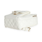 Chanel White Quilted Caviar Small CC Day Backpack Handbag