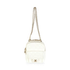 Chanel White Quilted Caviar Small CC Day Backpack Handbag