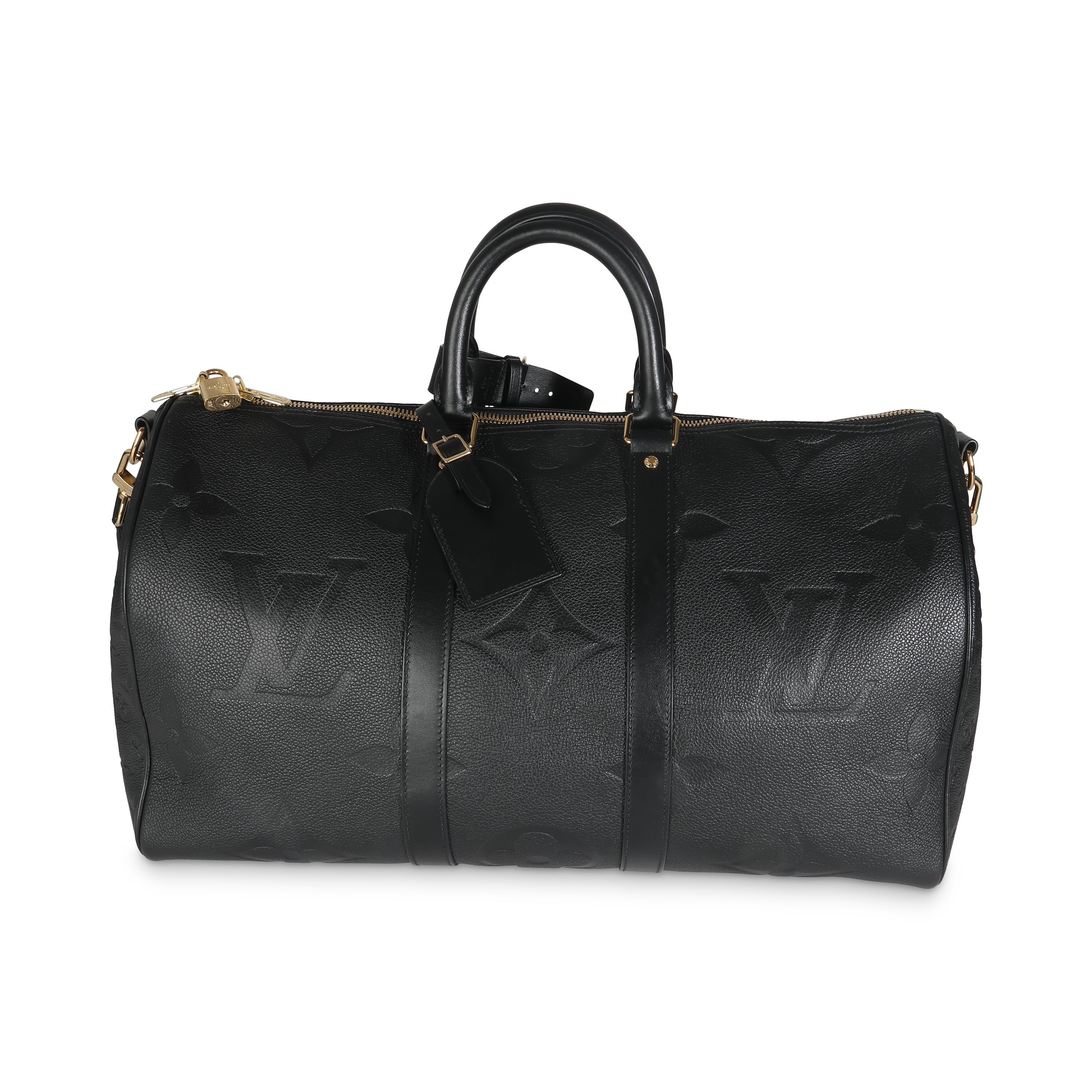 Louis Vuitton Black Giant Monogram Empreinte Keepall Bandouliere 45