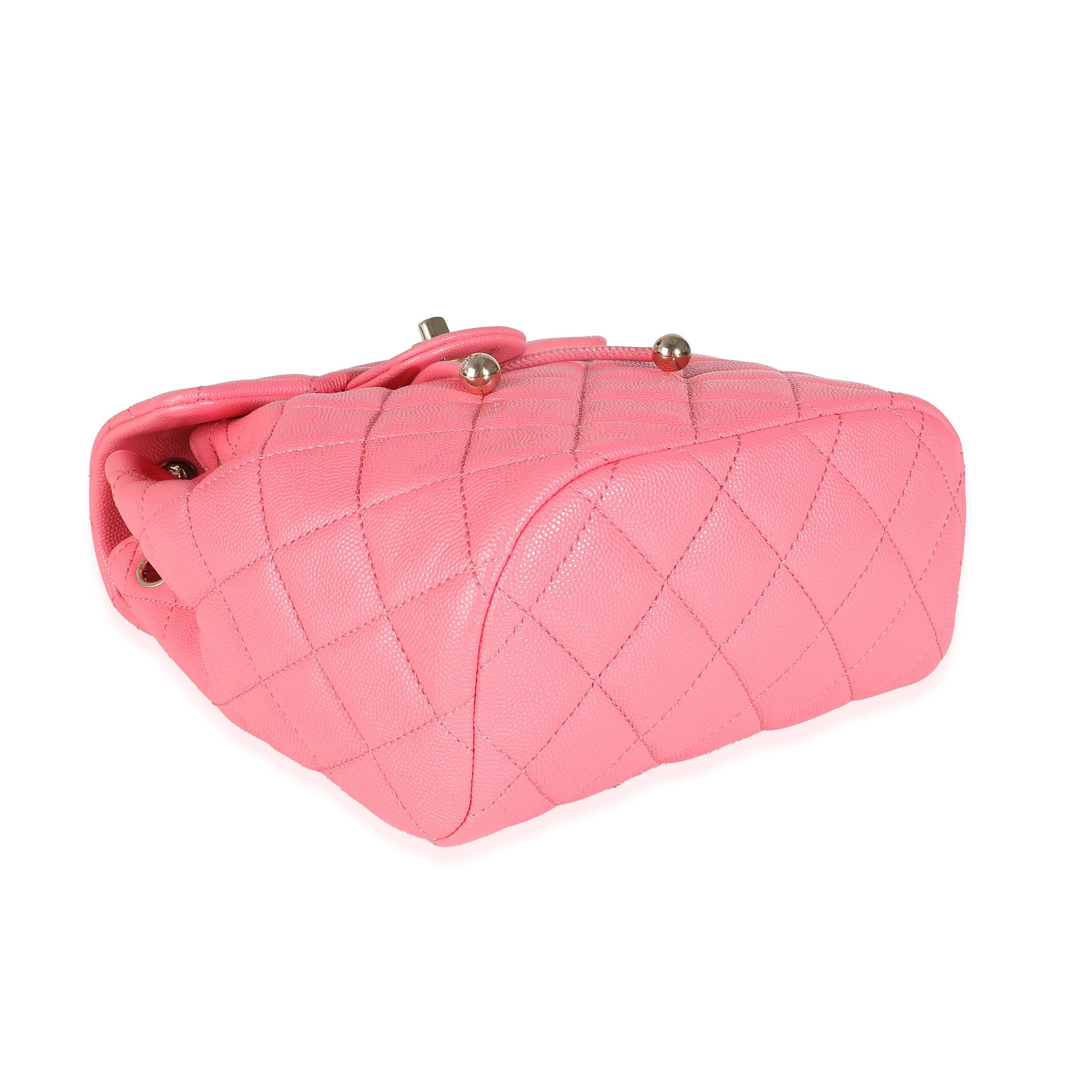 Chanel Pink Quilted Caviar Drawstring Backpack Handbag