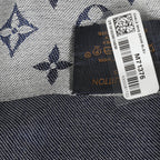 Louis Vuitton Blue Denim Silk Wool Monogram Shine Shawl
