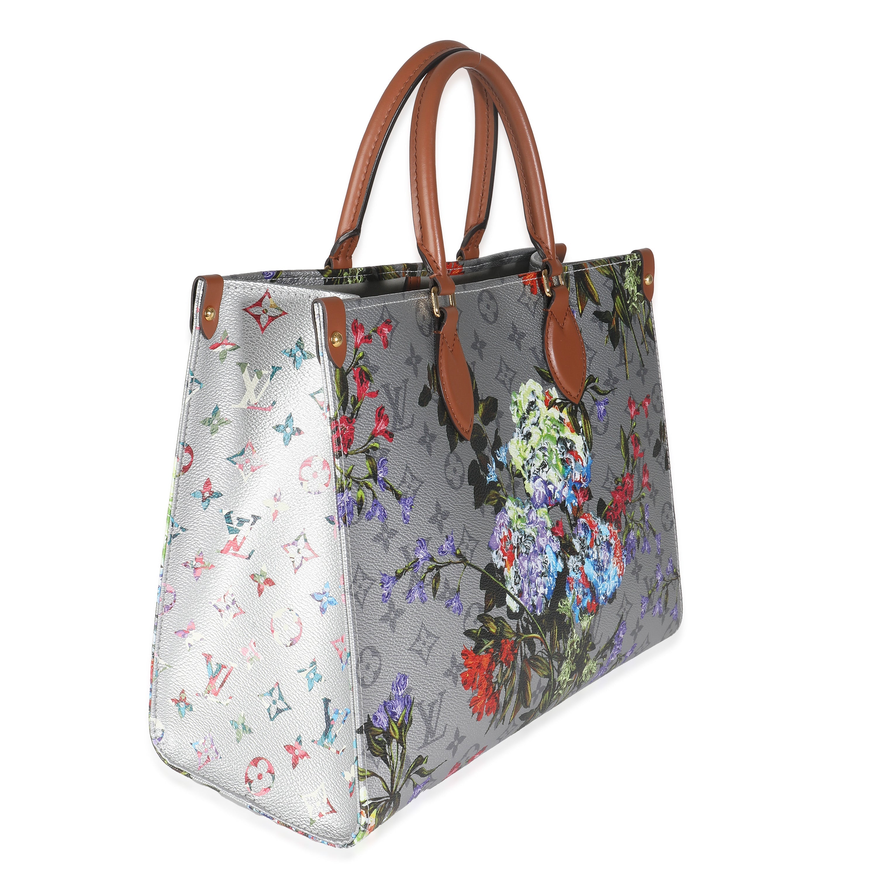 Louis Vuitton Silver Metallic Monogram Canvas LV Garden Onthego MM