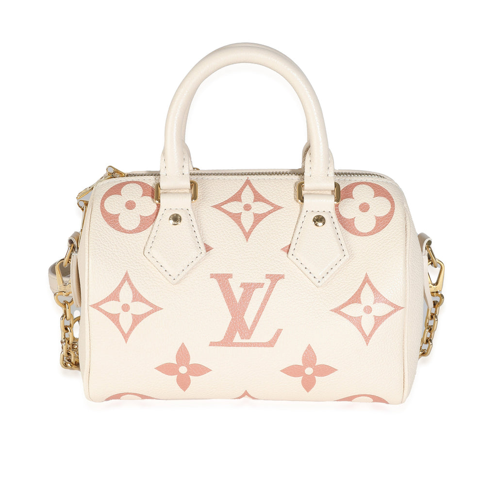 Louis Vuitton Creme Rose Trianon Empreinte Monogram Giant Speedy Bandouliere 20