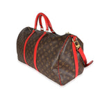 Louis Vuitton Red Monogram Macassar Canvas Keepall Bandouliere 50