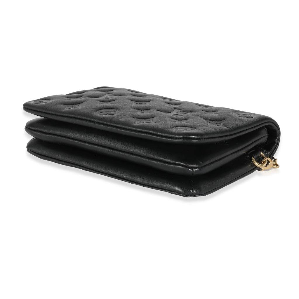 Louis Vuitton Black Monogram Embossed Puffy Lambskin Pochette Coussin