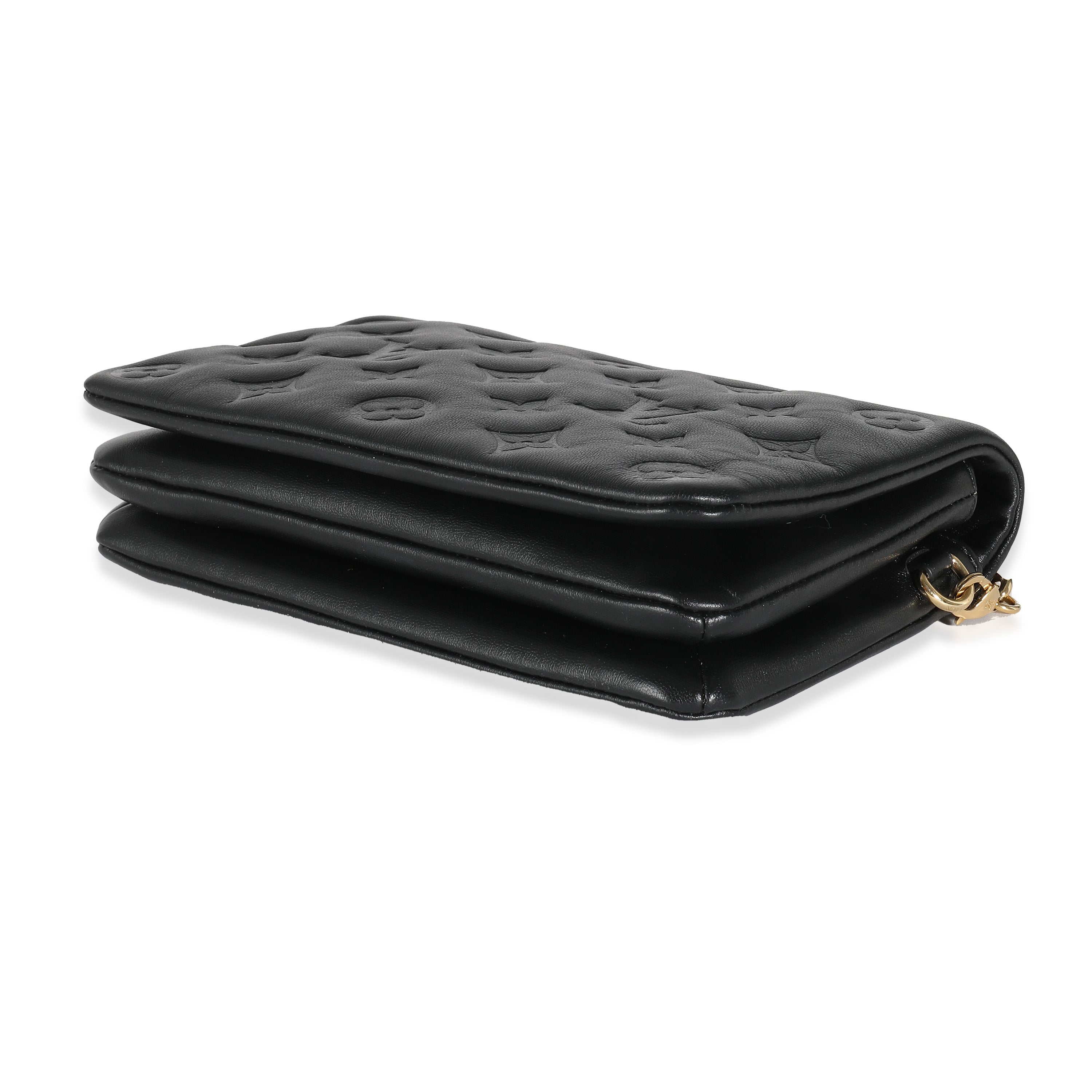 Louis Vuitton Black Monogram Embossed Puffy Lambskin Pochette Coussin
