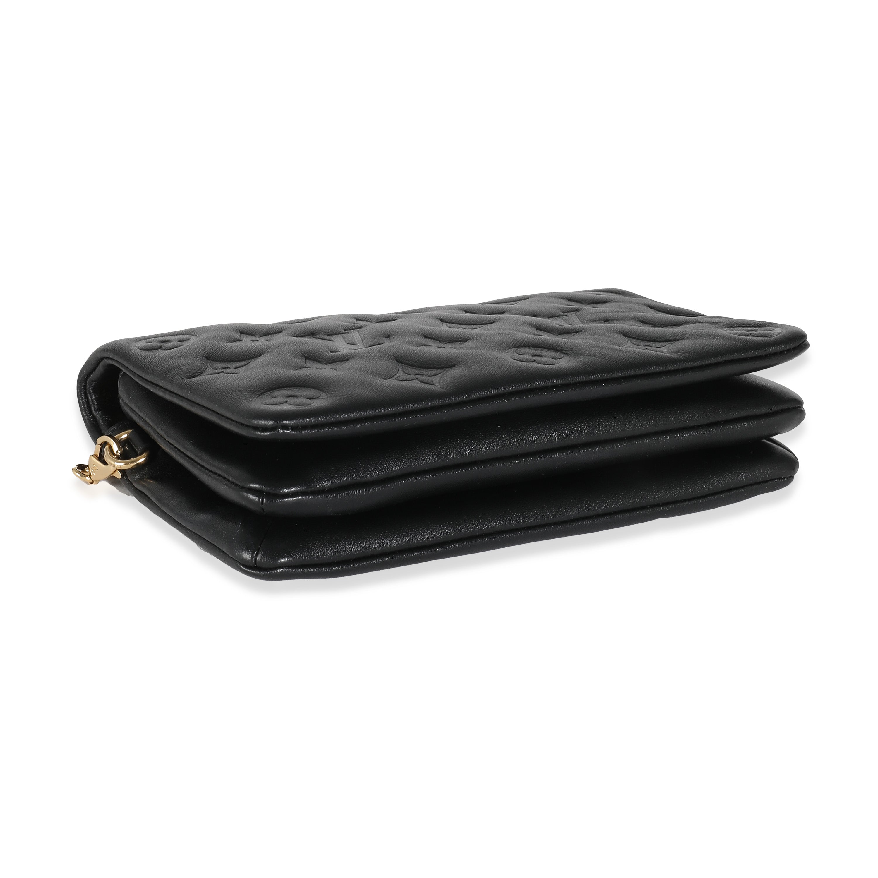 Louis Vuitton Black Monogram Embossed Puffy Lambskin Pochette Coussin