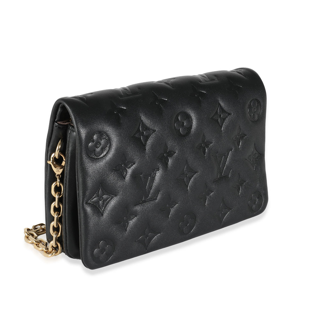 Louis Vuitton Black Monogram Embossed Puffy Lambskin Pochette Coussin