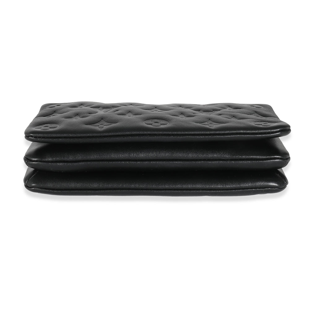 Louis Vuitton Black Monogram Embossed Puffy Lambskin Pochette Coussin