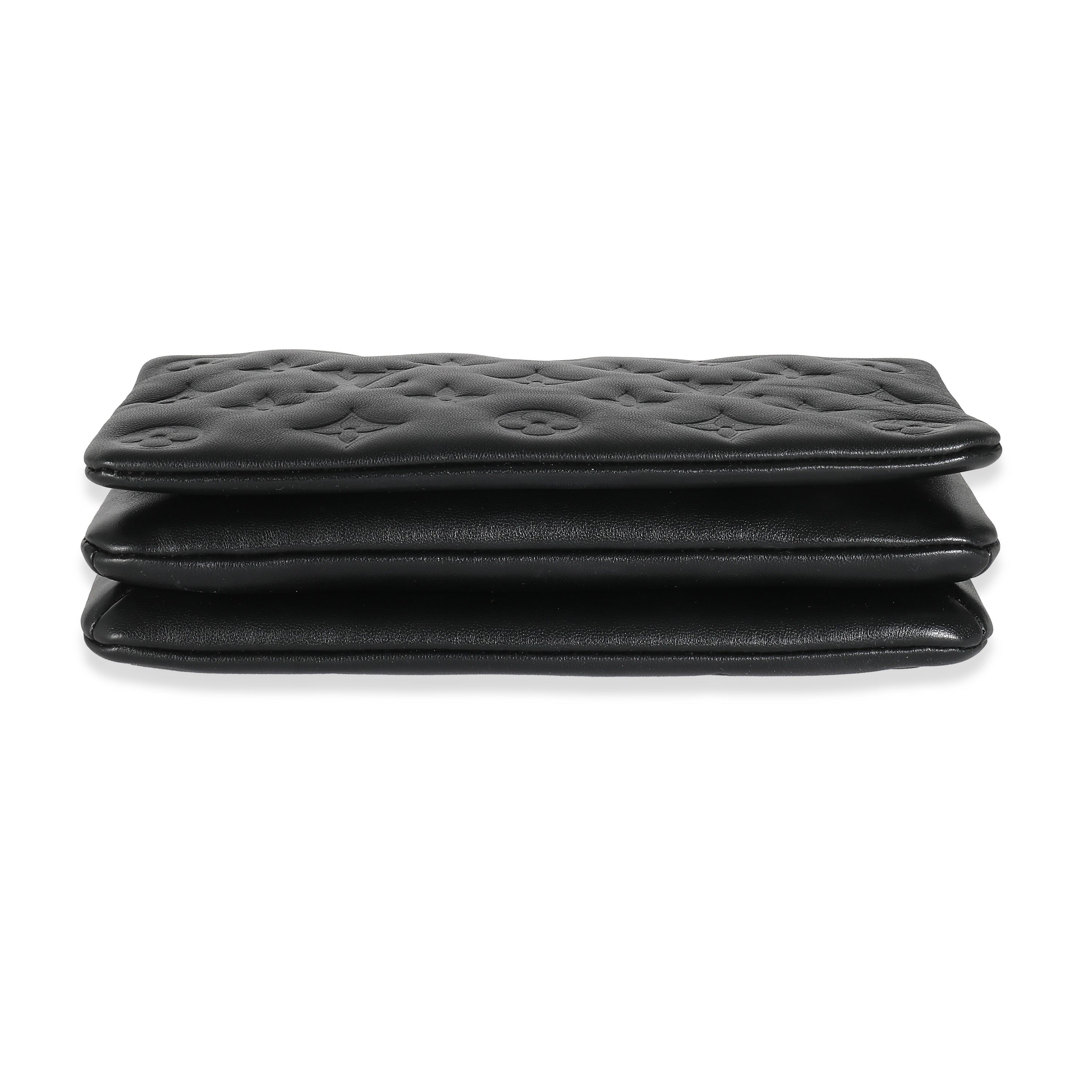 Louis Vuitton Black Monogram Embossed Puffy Lambskin Pochette Coussin