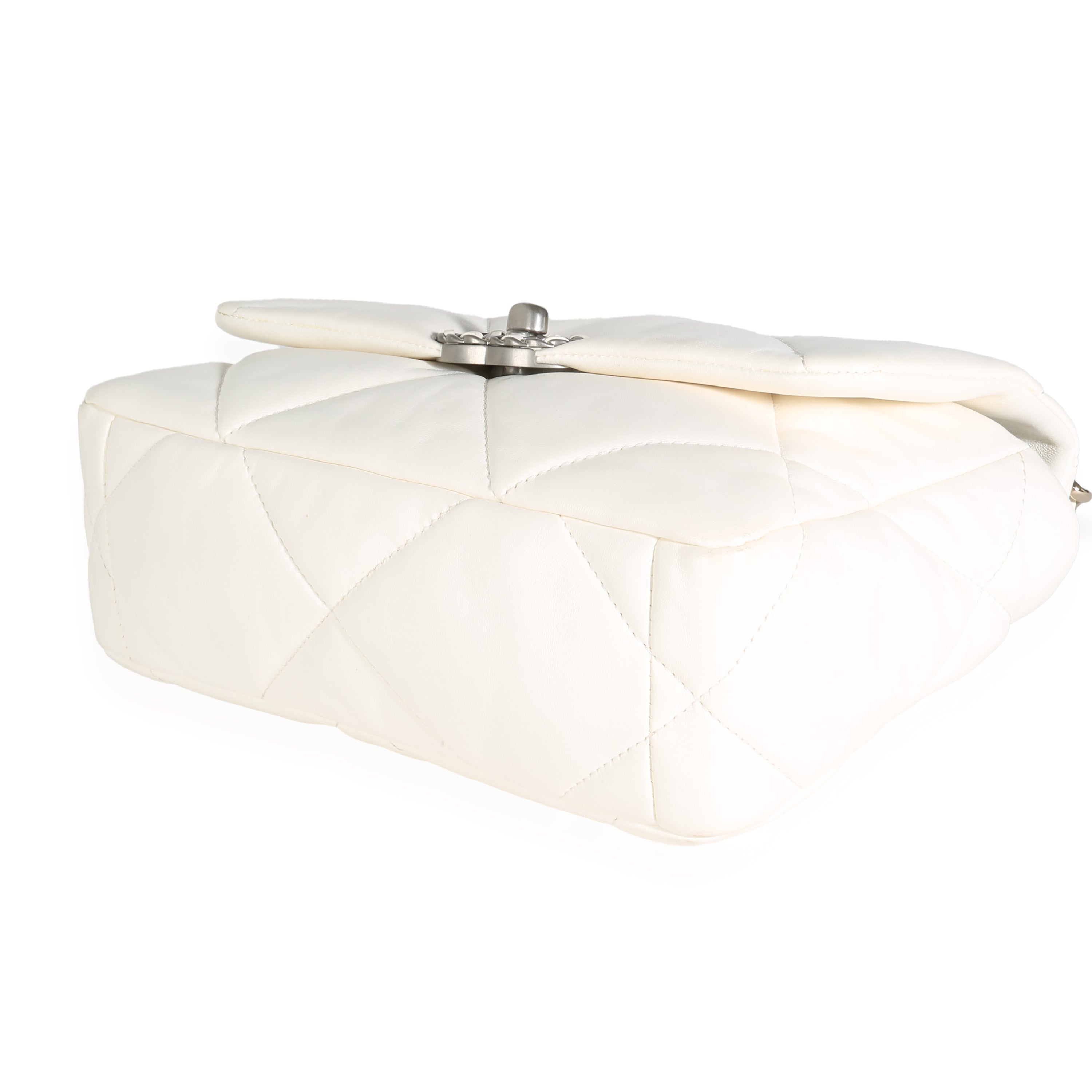 Chanel White Quilted Lambskin Small Chanel 19 Flap Bag