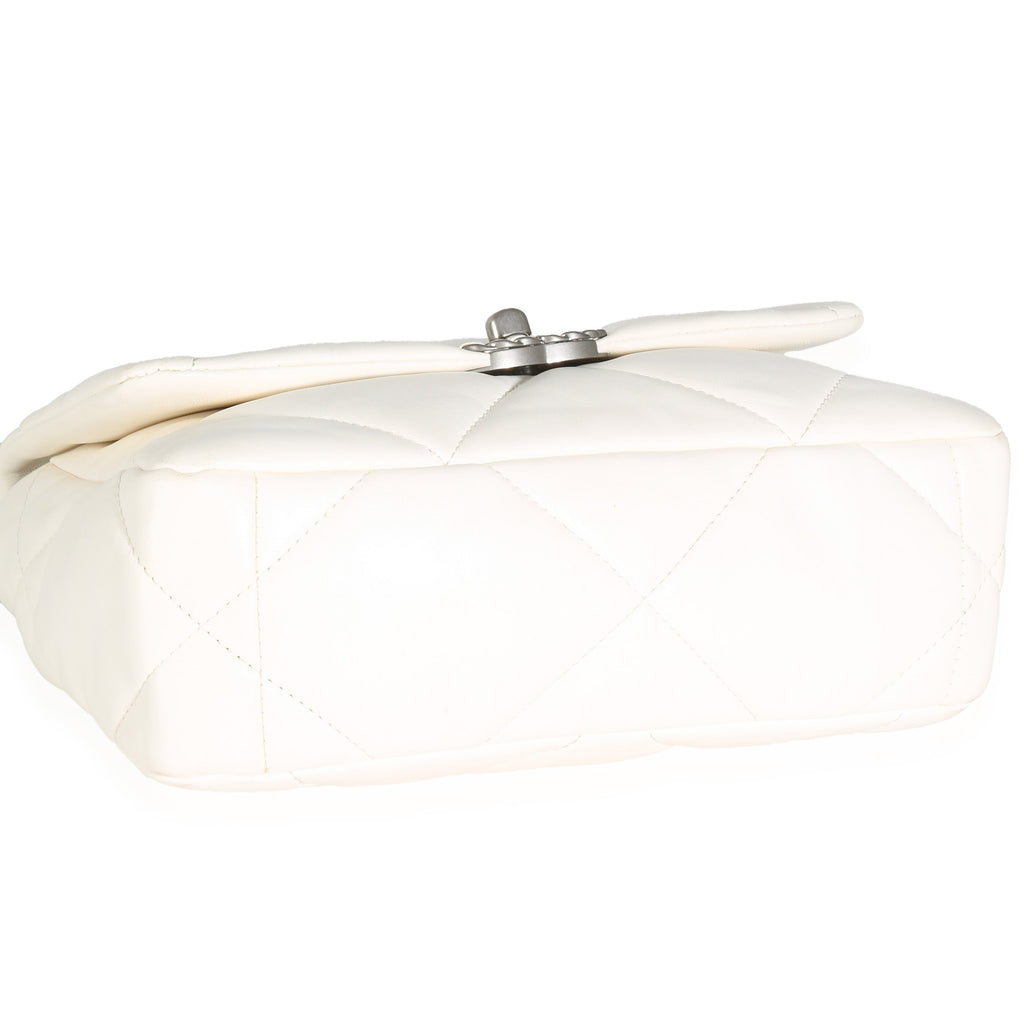 Chanel White Quilted Lambskin Small Chanel 19 Flap Bag