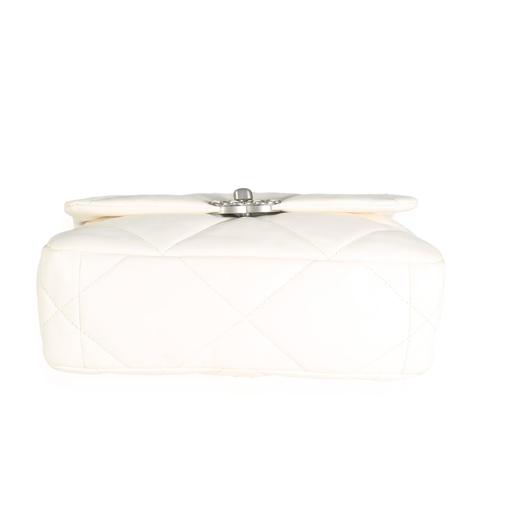 Chanel White Quilted Lambskin Small Chanel 19 Flap Bag