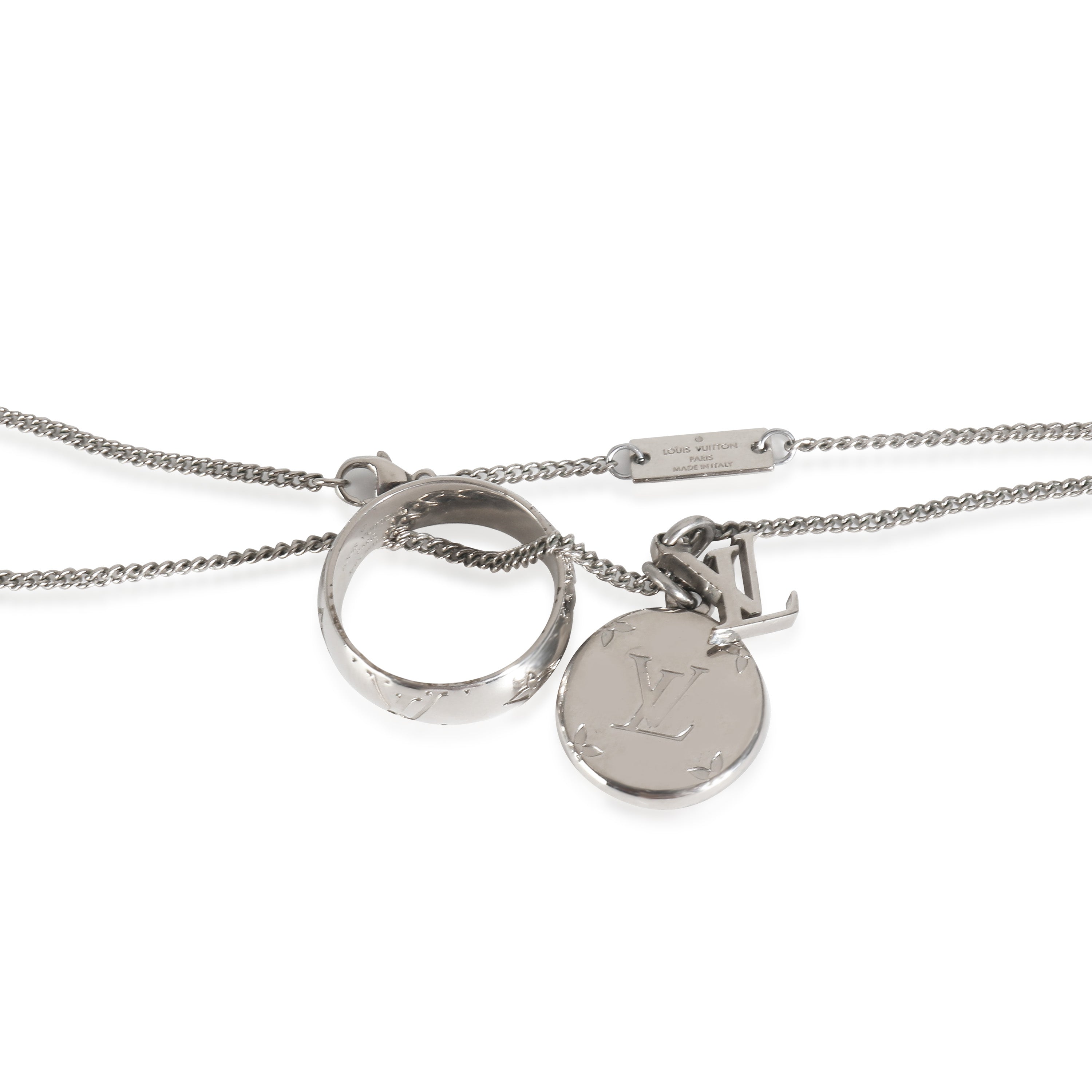Louis Vuitton Monogram Charms Silver Tone Necklace