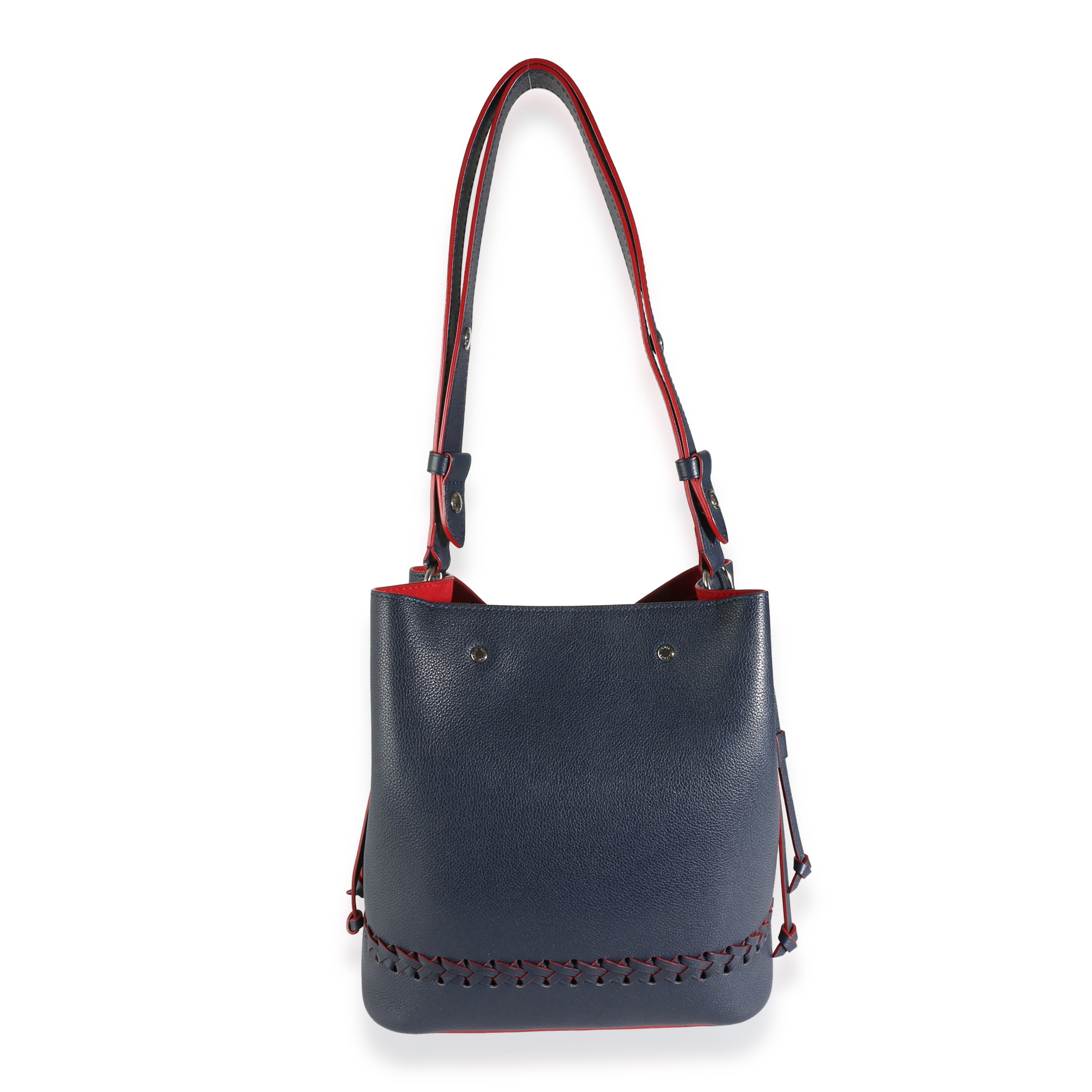 Louis Vuitton Marine Rouge Taurillon Braided Lockme Bucket Bag