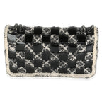 Chanel Black White Tweed Woven Patent Medium Flap Bag