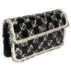 Chanel Black White Tweed Woven Patent Medium Flap Bag