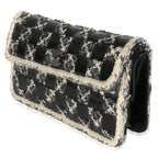Chanel Black White Tweed Woven Patent Medium Flap Bag
