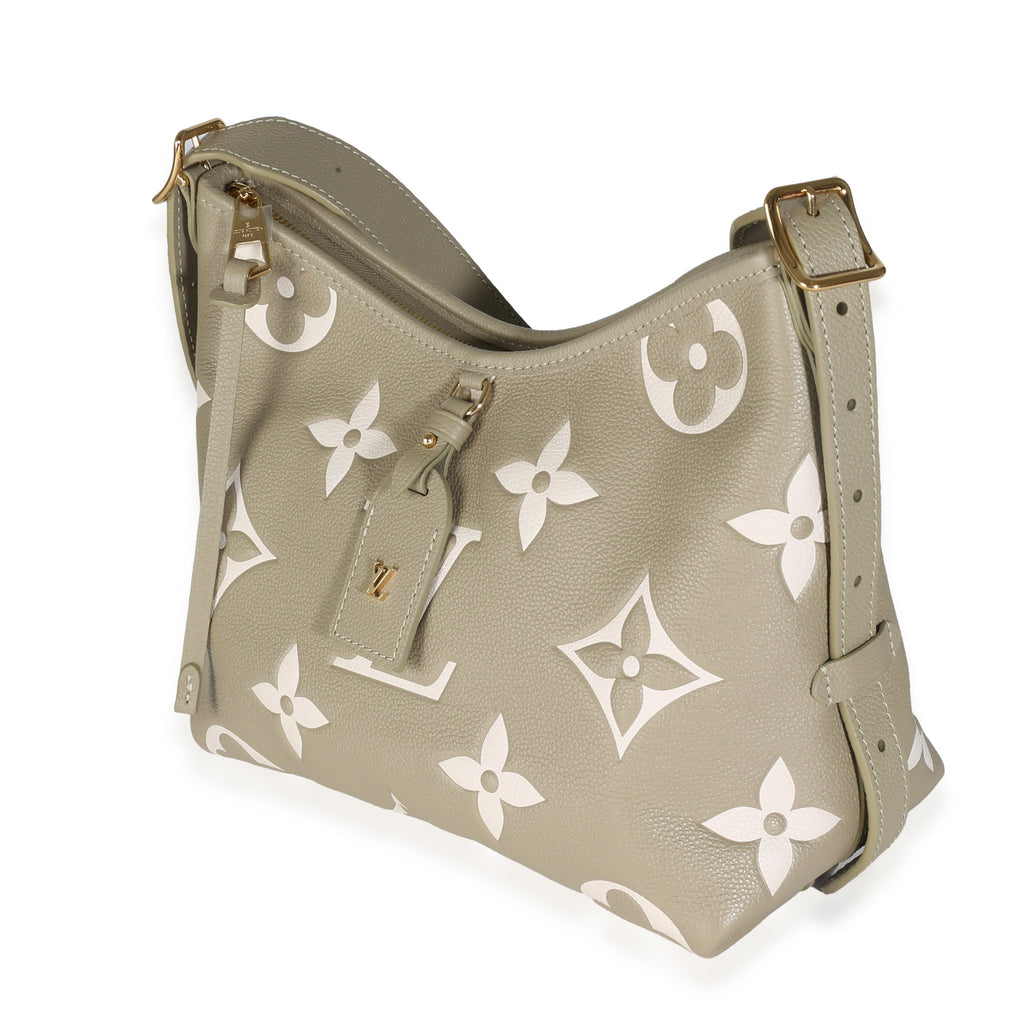 Louis Vuitton Khaki Cream Bicolour Monogram Empreinte CarryAll PM