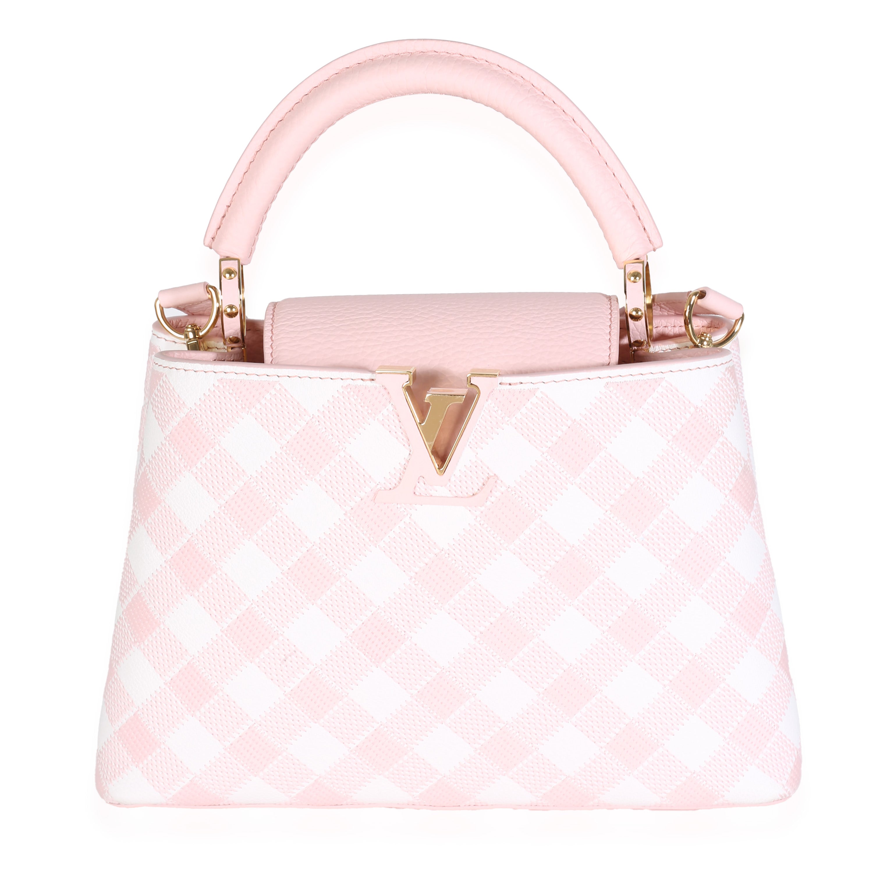 Louis Vuitton Light Pink Embroidered Taurillon Vichy Capucines BB