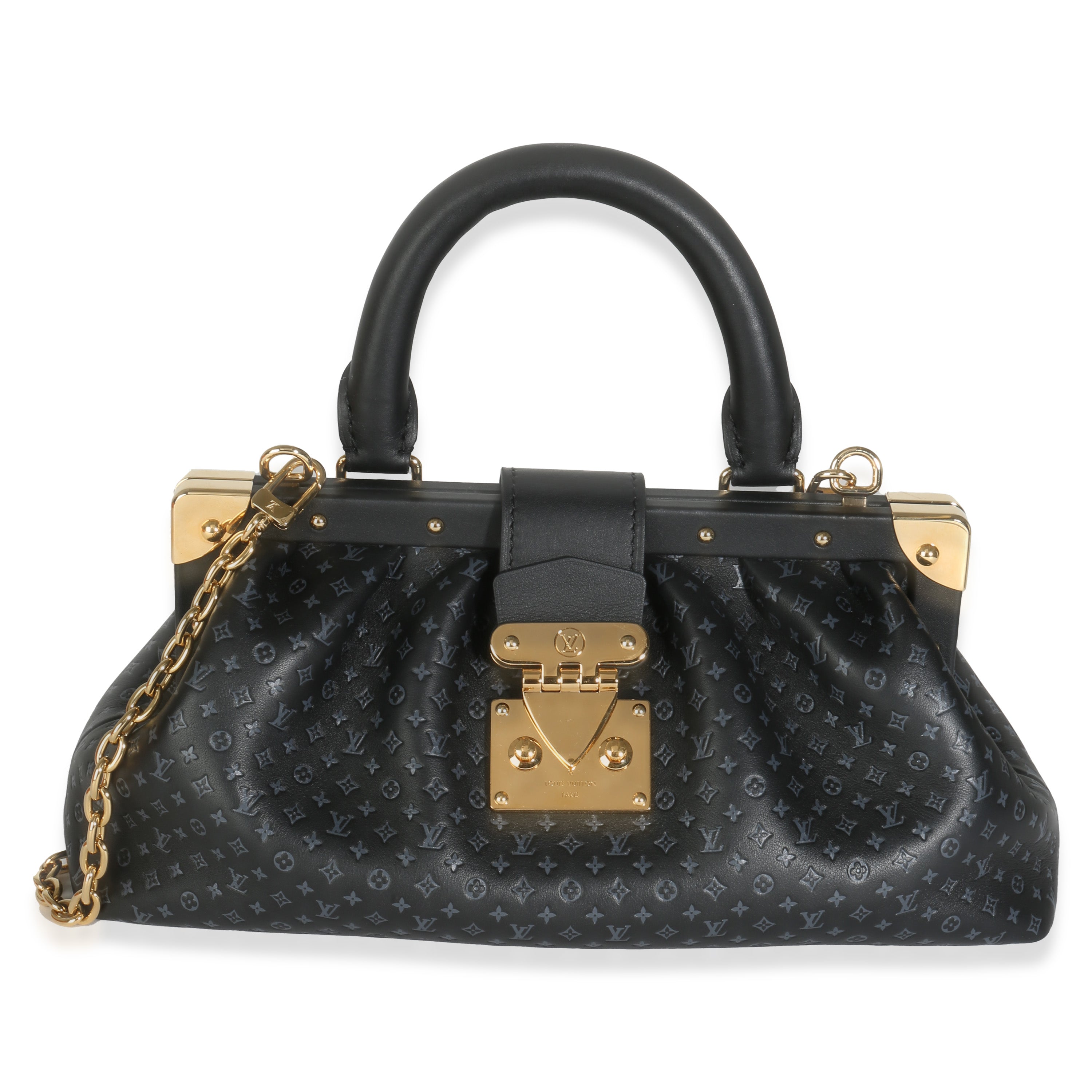 Louis Vuitton Black Calfskin Nanogram Monogram Clutch