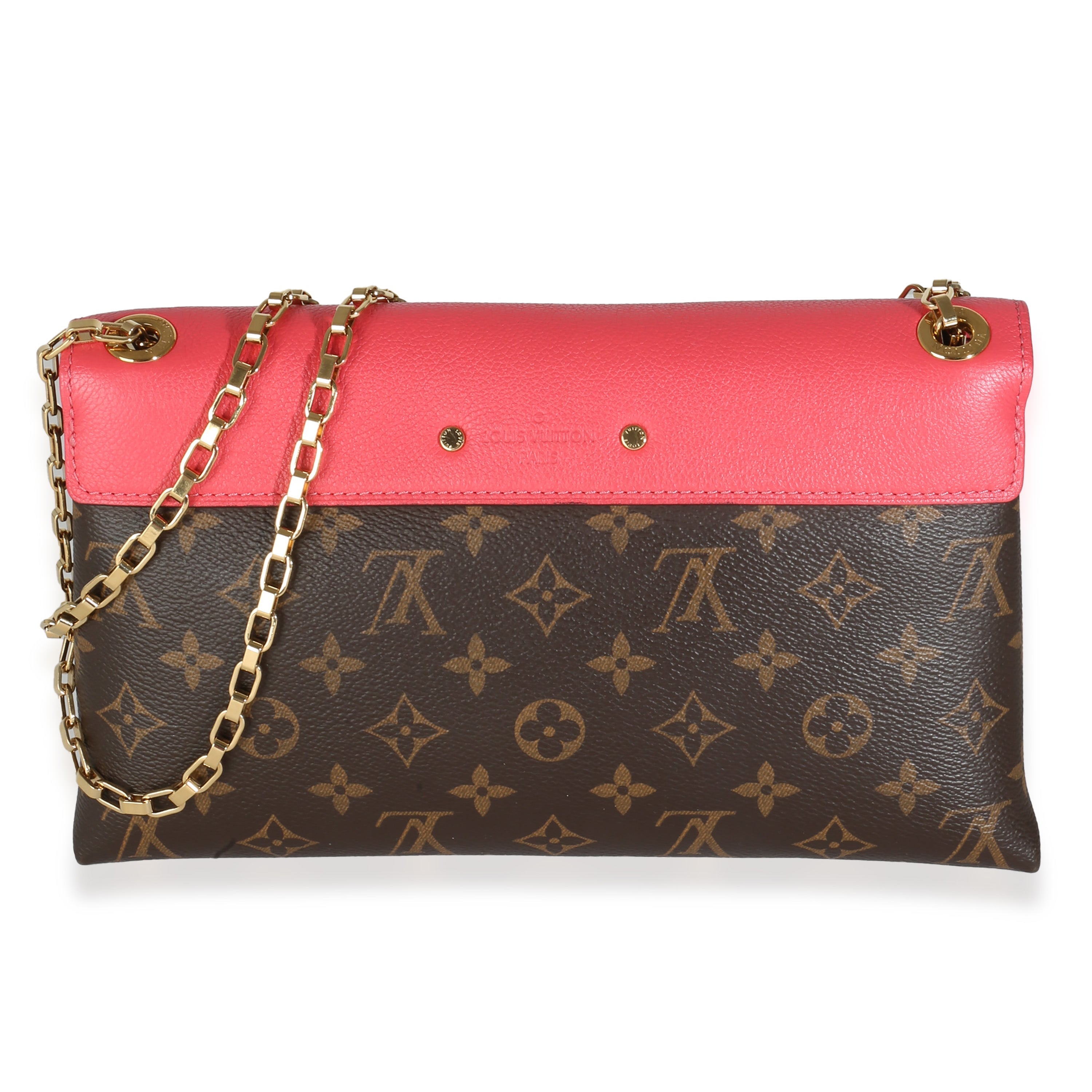 Louis Vuitton Rose Litchi Monogram Canvas Pallas Chain Bag