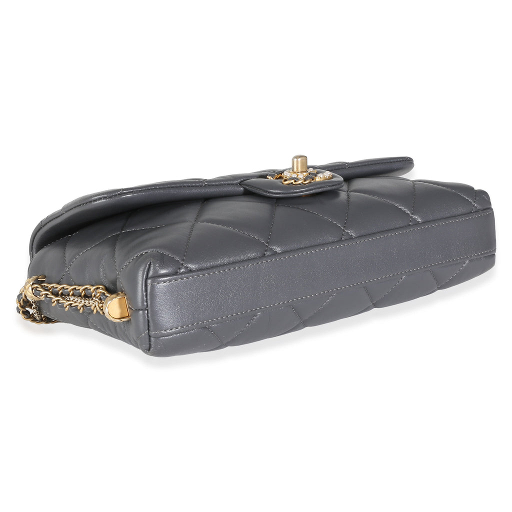 Chanel Gray Quilted Lambskin Crush On Chains Flap Bag