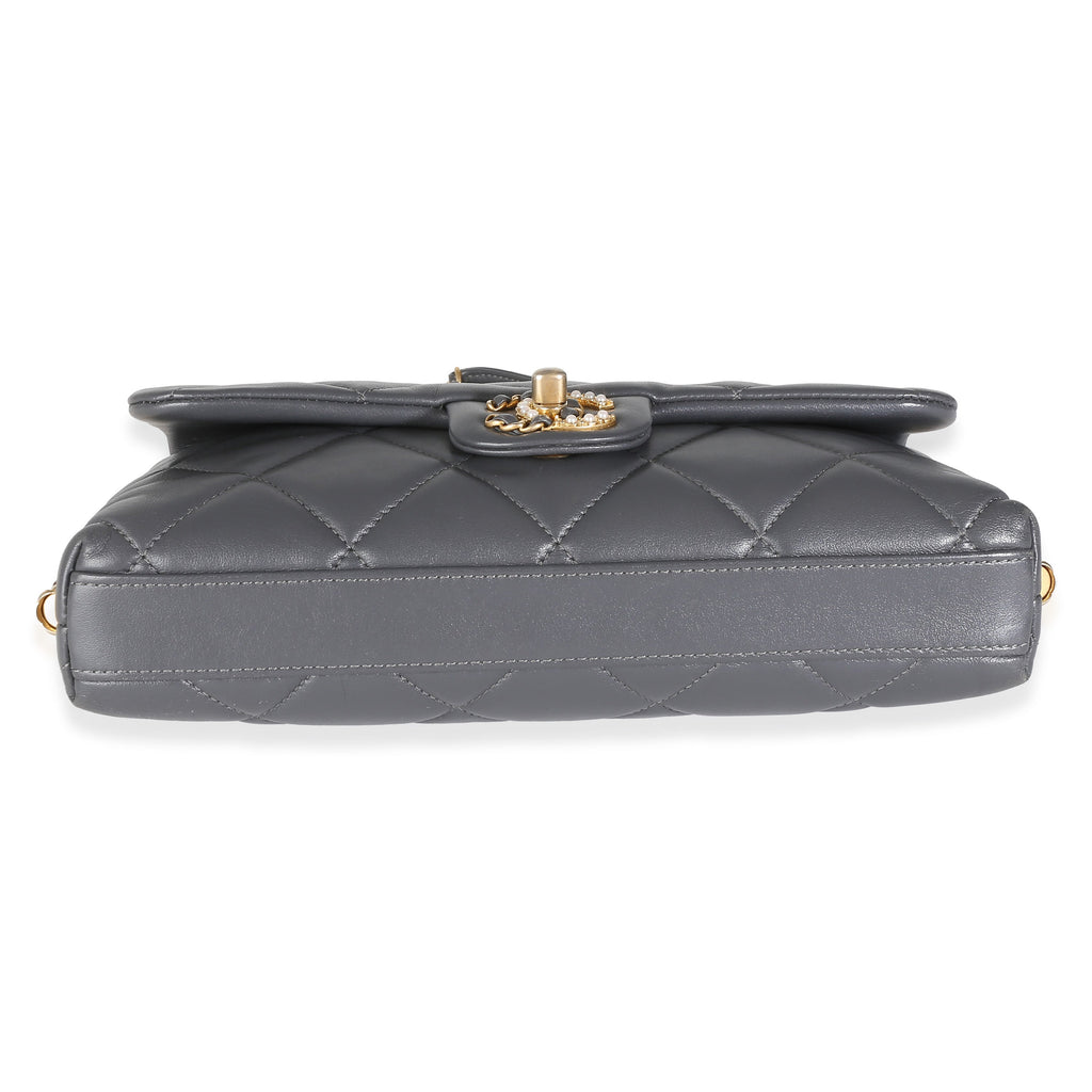 Chanel Gray Quilted Lambskin Crush On Chains Flap Bag