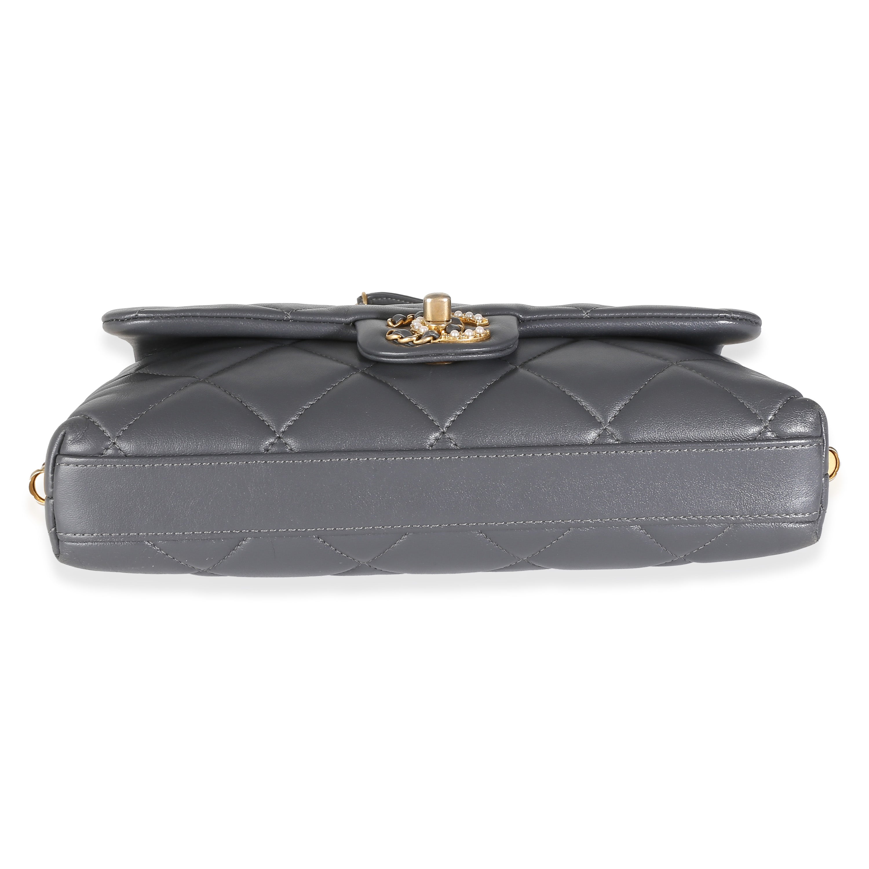 Chanel Gray Quilted Lambskin Crush On Chains Flap Bag