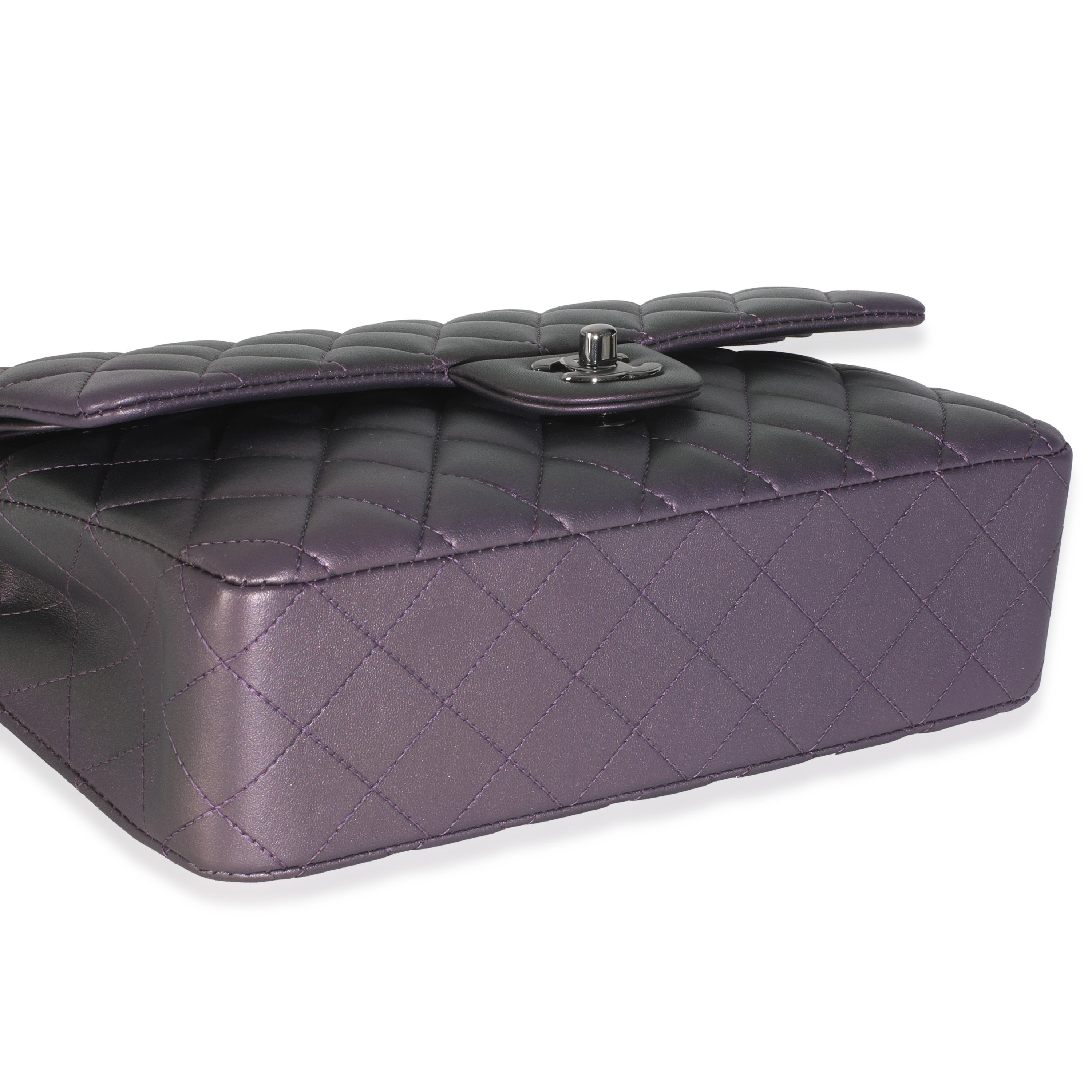 Chanel Purple Quilted Iridescent Lambskin Medium Classic Double Flap Bag