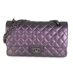 Chanel Purple Quilted Iridescent Lambskin Medium Classic Double Flap Bag